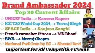 Brand Ambassador 2024 | Brand Ambassadors Current Affairs 2024 | Current Affairs 2024 |