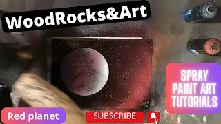 Red planet : spray paint art tutorial 🔥 wood rocks & art