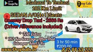 Madurai to Tenkasi Drop Cabs @ 2666RS Oneway Drop Taxi, Round Trip