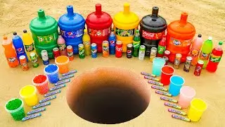 Giant 7up, Fanta, Coca Cola, Mirinda, Pepsi, Mtn Dew, Orbeez Colorful, Sodas vs Mentos Underground