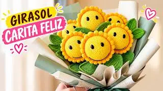 🌻 GIRASOL CARITA FELIZ a Crochet 🌻 - Paso a Paso 😊
