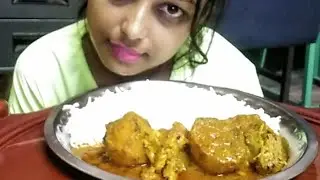 Saptami Special/Eating Hyderabadi Chicken gravy 😋/Slim Rice/Speed Eating Show/Mukbang Eating Show