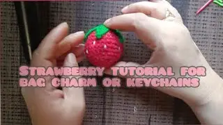 Beautiful strawberry #crochet tutorial 🍓 for bag charm or keychains by lefthand 