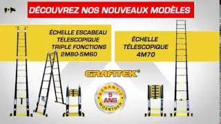 Nouveau Escabeau t&eacute;lescopique Triple fonctions 5M60 et &eacute;chelle t&eacute;lescopique 4M70 - WOERTHER