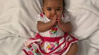Baby wears bindi, looks cute