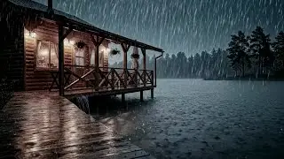 Heavy Night Rain Surrounding a Forest Cabin for Instant Peace