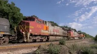 Dual Warbonnets and an ET44 on BNSF's Madill Subdivision // Trinity Rail Productions