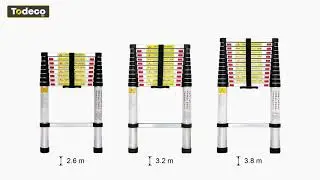 Todeco Telescopic Ladder Foldable Ladder Adjustable Height, EN 131 Standard