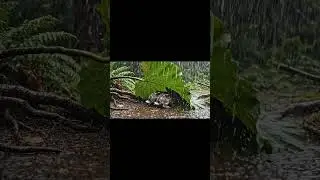 Rabbits taking shelter from the rain under a leaf #aivideo #rabbit #cute #rainyday #shorts