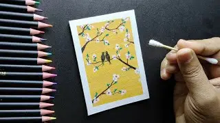 Easy DIY Cotton Bud Painting | Love Birds & Blossoms Painting