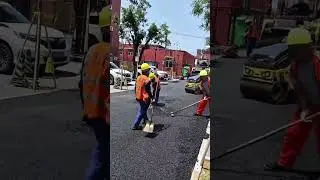 Road Paving with Asphalt Roller, Rake Leveling Technique in Action#construction #roadwork #asphalt