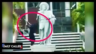 Watch Man Destroy Columbus Statue With A Sledgehammer