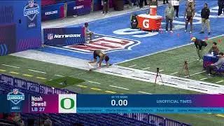 Noah Sewell runs the 40-yard dash at the 2023 NFL Scouting Combine