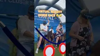 Riding in a Virtual Reality horse race looks fun! 🤣🏇 #horse #horseracing #animalshorts