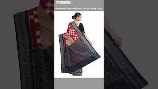 Cotton Sachipar Sambalpuri Ikat saree in vibrant blend of peach, red and black with ikat blouse piec