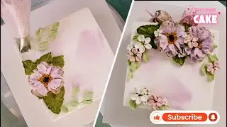 Simple & Cute Floral Square Cake Decoration