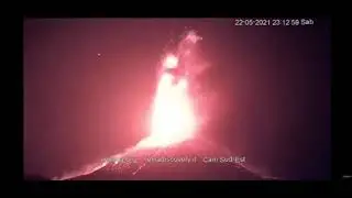 Etna volcano in Italy erupting as multiple ufo/orbs fly through erupting magma! On Etna live camera