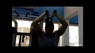 Overhead Rope Extension and Alternating Dumbbell Curls Superset