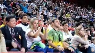 Douglas Brose cheering up his wife Lucelia Brose - 2012 World Karate Championships Paris day 1