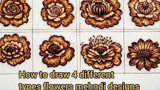 How To Draw 9 Different types of Henna flowers -Beautiful Floral Mehndi Design 🌸 | Easy Rose Flower 