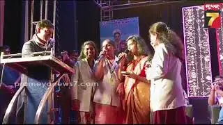 Actor turned politician Sidhant Mohapatra sings Ollywood songs at a function in MKCG Hospital.