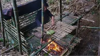 Set traps in the forest. building shelters. harvesting bamboo shoots and catching fish in the wild.