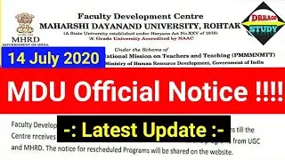 MDU Official Notice - UGC New Guidelines | Maharishi Dayanand University, ROHTAK | mdu latest news