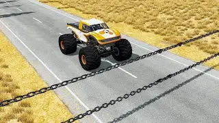 Cars vs Double Chain #3 - BeamNG.Drive