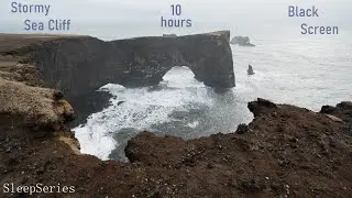 SleepSeries 😴|10hrs|⛈️Thunder Storm on a Sea Cliff ⛰️|🌧 Heavy Rain 🌧|🍂 Wind & Waves 🌊|⬛Black Screen⬛