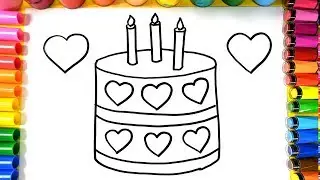 How to Draw a birthday cake coloring page