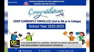 6 NA ESTUDYANTE SA LALAWIGAN NG AURORA, PASADO NA ISKOLAR NG OWWA REGIONAL WELFARE OFFICE 3