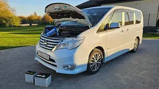 Nissan Serena C26 S-Hybrid 2014!Замена аккумуляторов. Start-Stop.