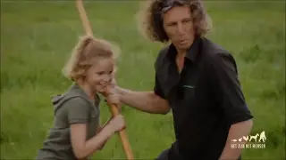 Teaching girl to jump over muddy ditch: HUGE FAIL
