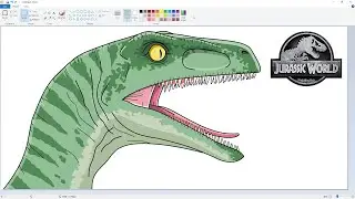 Speed Drawing Velociraptor Charlie from Jurassic World using MS Paint | How to draw a Dinosaur