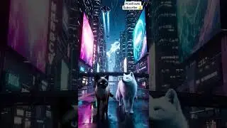 Cat & Fox in AI City 🌆 | Futuristic Dream | #CatFoxAi #shorts