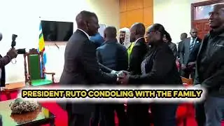 President William Ruto consoling Winnie Odinga and Raila Jr at parliament building.