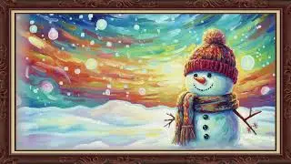 Snow man winter season | Beautiful Painting Slideshow | Artistic Visuals for TV Display