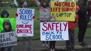 Reopen schools rally held at Oregon governor's mansion