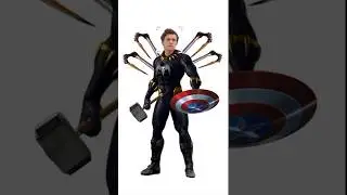 Black Panther + Spider man + Captain America + Others = 🤯💀 || Fusion art || #shorts #youtubeshorts