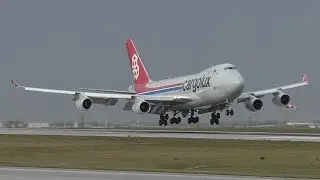 New Livery - Cargolux 747-4R7F [LX-SCV] Evening Landing at Calgary Airport ᴴᴰ