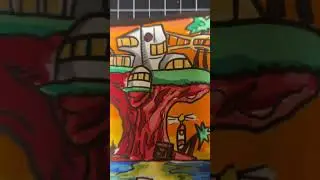 Drawing Gorillaz Plastic Beach cover with posca markers! Satisfying art (#shorts)