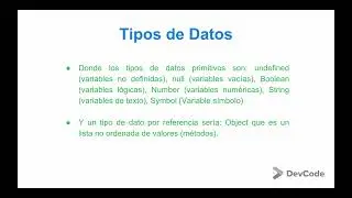 16.- Curso JavaScript fundamentos - Definici&oacute;n de tipos de datos