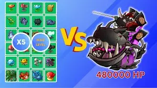 FLAGPOLE DEVOURER KNIGHTS (HP 480000) vs ALL PLANTS x5 (MAX LEVEL) | PvZ Fusion