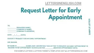 Request Letter For Early Appointment - Sample Letter Requesting for Early Appointment