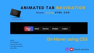 Animated Navigation Menu Bar using HTML CSS | Animated Tabs with Indicator | Navbar  Neo Effect #nav