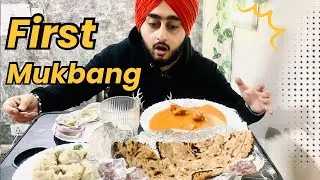 First MUKBANG in Room | Butter Chicken with Butter Naan, Garlic Naan, Momo, MUKBANG