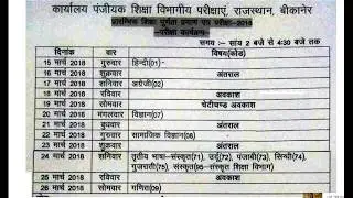 Class 8th Board Time Table 2018 || Class 8 Board Exam Date Sheet 2018 All District Of Rajasthan