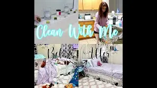 CLEAN WITH ME AND MY TODDLER - DISASTER KIDS ROOM - CLEANING MOTIVATION