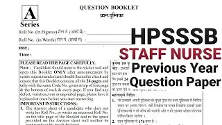 hpsssb hamirpur staff nurse previous question papers, hpsssb hamirpur previous question papers,HPSSC