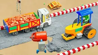 Diy tractor making concrete road new technology | diy mini construction machine roller